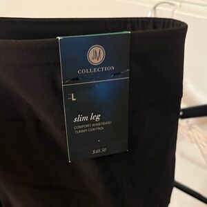 JM Collection Dark Slim Leg Trousers
